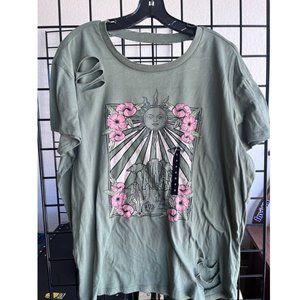 Women's Top Size One Size Color Gray Crew Neck Pullover Short Sleeve T Shirt